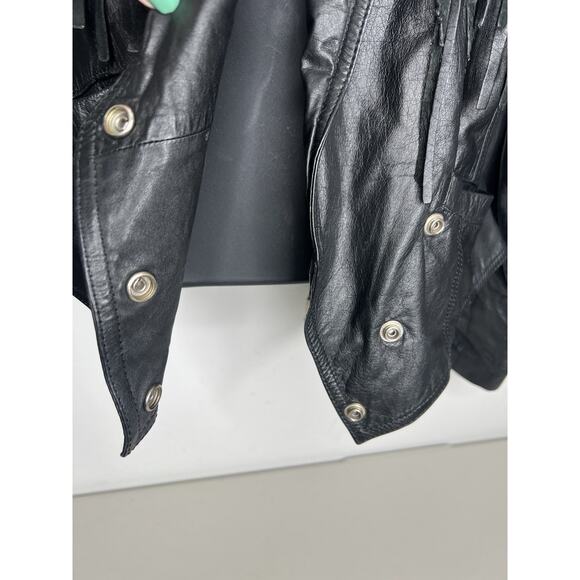 Leather Loft Black Fringe Leather Jacket Women’s Size Small - Picture 7 of 15